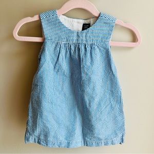 Baby Gap Girls Sleeveless Seersucker Blue Dress Sz 12-18 months